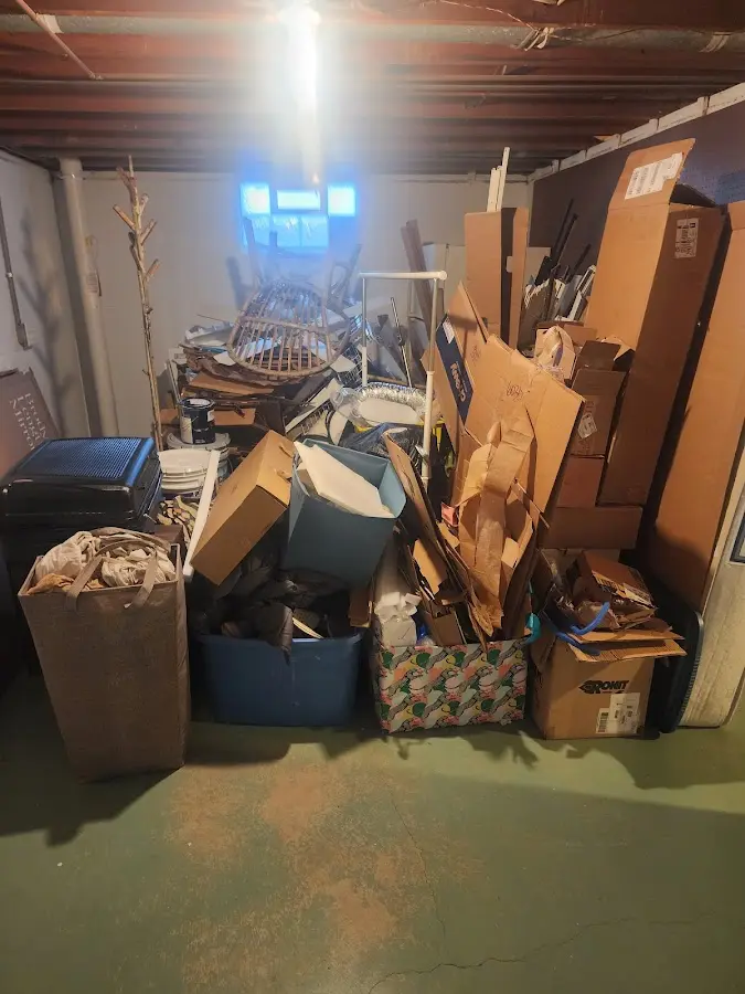 Roll-off dumpster container at job site for 20 Yard Dumpster Rental in Menomonie